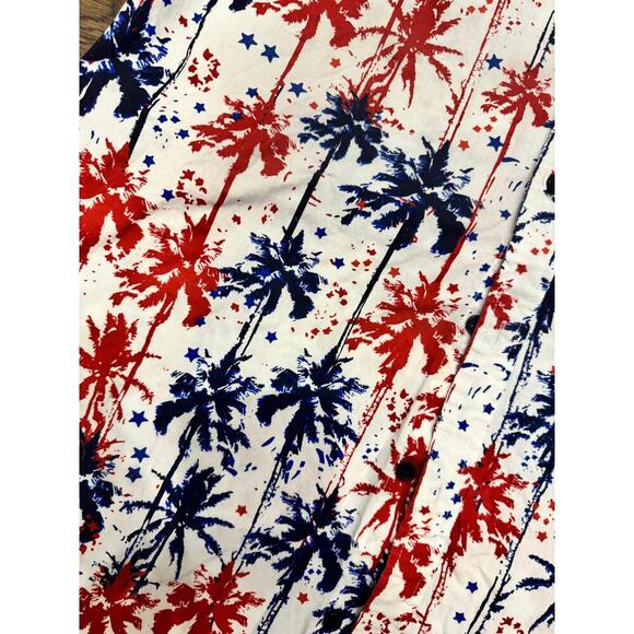 Mens Southern Proper Red White Blue Button Up Short Sleeve Cocktail Shirt- M - Picture 3 of 4